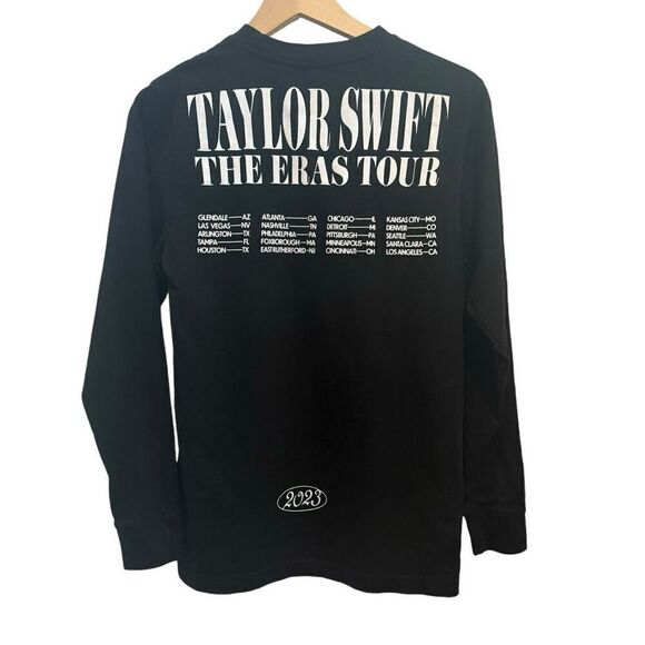 Taylor Swift The Eras Tour 2023 Black Long Sleeve Concert T-Shirt Size S - Picture 2 of 3